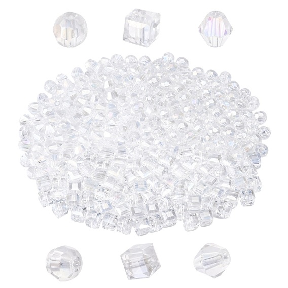240Pcs 3 Style Electroplate Glass Beads, Mixed Shapes