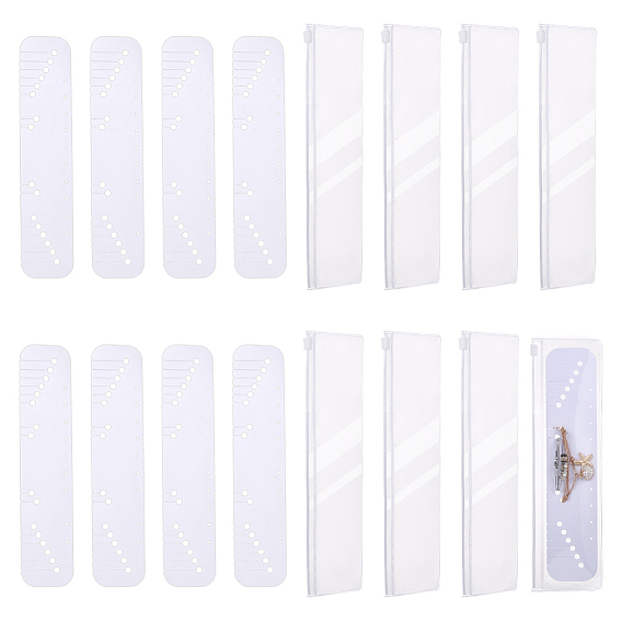 8шт. ПВХ карточки для демонстрации запутанных ожерелий, прямоугольные, с 8 пакетами из ПВХ с замком на молнии