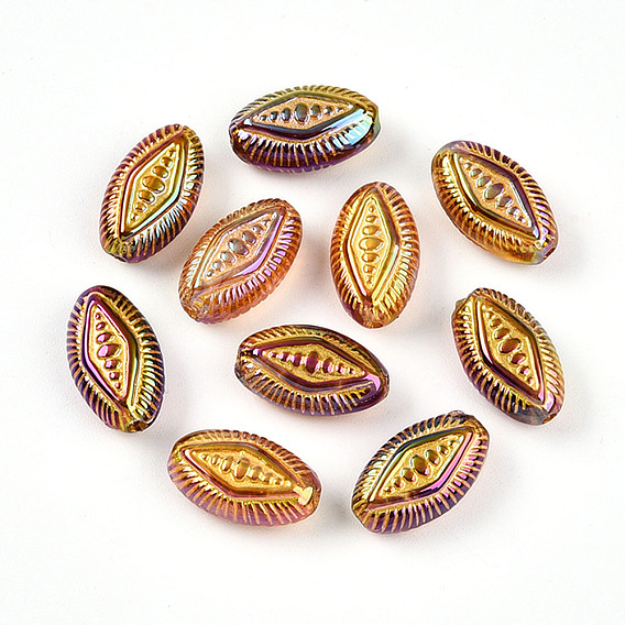 Переливающиеся непрозрачные акриловые бусины с УФ-покрытием, ромб, золотой металл обвитыми