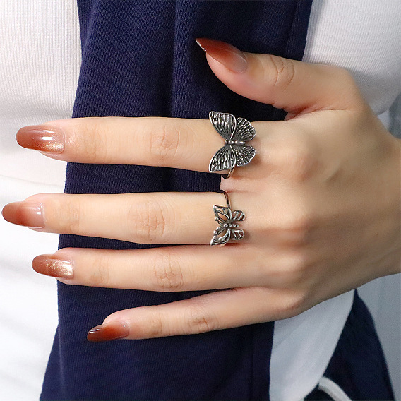 Латунные манжеты-бабочки с открытыми кольцами для женщин