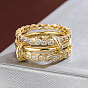 Brass Micro Pave Cubic Zirconia Finger Rings, Heart, Stackable Rings
