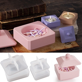 DIY Square Candle Holder Silicone Molds, Resin Plaster Cement Casting Molds