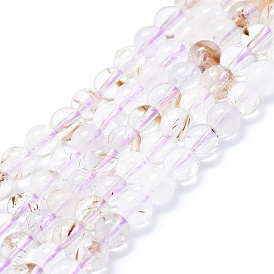 Природные Rutilated кварцевые нити бисера, круглые
