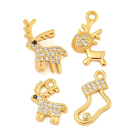 Christmas Theme Brass Clear Cubic Zirconia Pendants