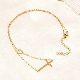 Религия 304 цепочки из нержавеющей стали с крестообразными звеньями в форме сердца, ионное покрытие (ip), долговечный