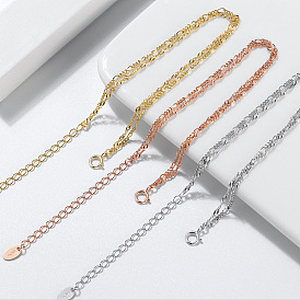 925 двухслойный многониточный браслет из стерлингового серебра с веревкой и цепочками Фигаро, с печатью s925