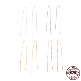 925 нить серебристого серебра, длинная цепочка с кисточками и висячими серьгами-гвоздиками для женщин