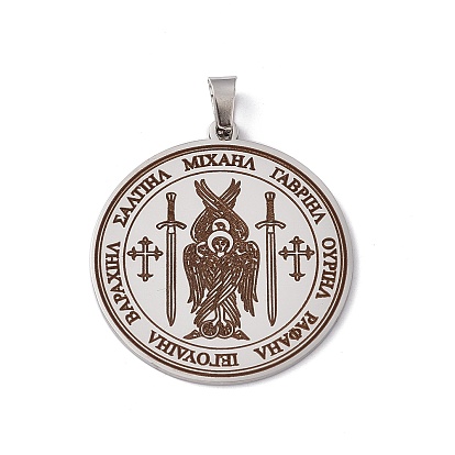 304 подвески из нержавеющей стали с семью архангелами, плоские круглые с рисунком крыла