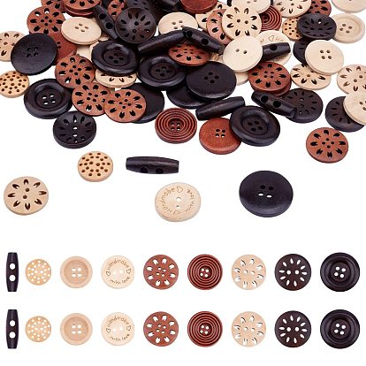 Wood Buttons, Mixed Shapes