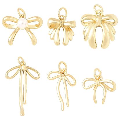 18 шт 6 стили латунные подвески, бантом прелести, с целью перехода в кольце