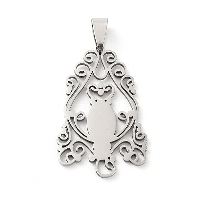 Pendentifs en acier inoxydable, Coupe au laser, charme de hibou