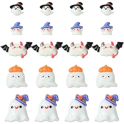 20 шт. 5 стили Хэллоуин непрозрачные кабошоны из смолы декодирования, маленькое привидение