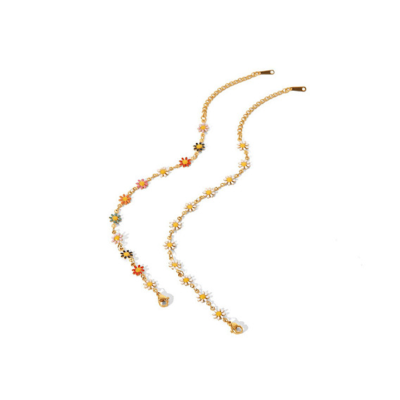 Браслет с цепочками из эмалевых звеньев, позолоченные украшения из нержавеющей стали для женщин