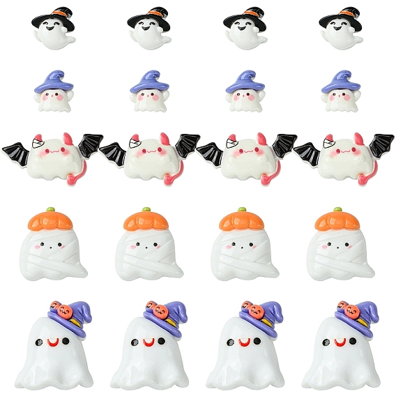 20 шт. 5 стили Хэллоуин непрозрачные кабошоны из смолы декодирования, маленькое привидение