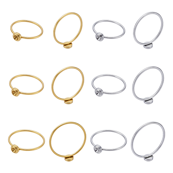 12 шт. 6 стили 304 кольцо из нержавеющей стали с оправой для страз