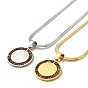 Colorful Rhinestone Saint Benedict Pendant Necklaces, with 304 Stainless Steel Flat Snake Chains