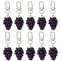 10Pcs Resin Grape Pendant Decorations, with Iron Clasps, Platinum