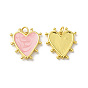 Rack Plating Brass Enamel Pendants, with Jump Ring, Lead Free & Cadmium Free, Heart Charm, Real 18K Gold Plated