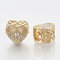 Legierung Rhinestone European Beads, Großloch perlen, Herz, Kristall