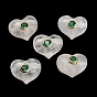 Natural Quartz Crystal Beads, Rock Crystal Heart, with Brass Pave Cubic Zirconia Findings, Golden
