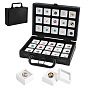 Rectangle Aluminum Alloy with MDF Organizer Cases, with 30Pcs Square Plastic Visible Window Gems Cases with Spooge Inside