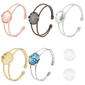 5 Kit para hacer brazaletes de colores, incluyendo 5 piezas de brazalete de latón en blanco y 10 piezas de cabujones de vidrio