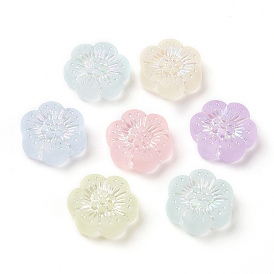 Transparent Frosted Acrylic Beads, AB Color Plated, Flower