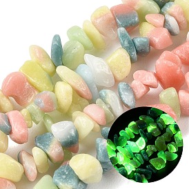 Luminous Synthetic Mixed Stone Beads Strands, Glow in the Dark, Chip