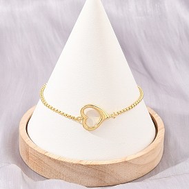 Coeur en laiton lien bracelets pour les femmes, crémaillère plaquage, plaqué longue durée, sans cadmium et sans plomb