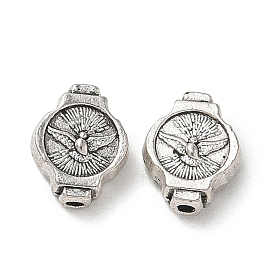 Сплавочные бусины, плоские круглые с птицей