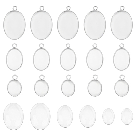 30 шт. 3 размеры 304 оправы для подвесок из нержавеющей стали, кружева края ободок чашки, овальные, с 30шт 3 размеры прозрачные овальные стеклянные кабошоны
