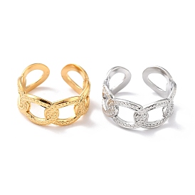 Ion Plating(IP) 304 Stainless Steel Finger Rings, Cuff Rings, Long-Lasting Plated, Hollow Oval