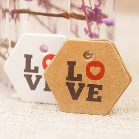 100pcs étiquettes cadeaux hexagonales pour la Saint-Valentin, étiquettes imprimées coeur