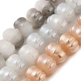 Pearl Luster Plated Electroplate Glass Beads, Two Tone, Pumpkin