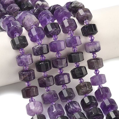 Природный аметист нитей бисера, граненые, диск, Heishi бусы, с бисером