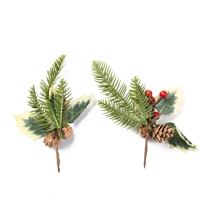 Plastic Artificial Winter Christmas Simulation Pine Picks Decor, for Christmas Garland Holiday Wreath Ornaments