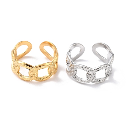Ion Plating(IP) 304 Stainless Steel Finger Rings, Cuff Rings, Long-Lasting Plated, Hollow Oval