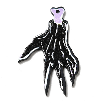 Halloween Acrylic Pendants, for DIY Earring Findings, Hand Skeleton