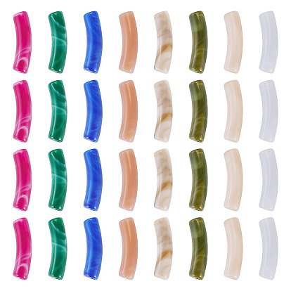 100шт двухцветные акриловые бусины, бусы из искусственного камня, изогнутая трубка