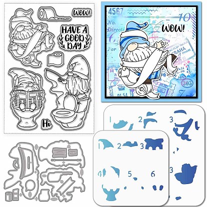 Наборы инструментов для скрапбукинга своими руками в стиле туалета, включая 1трафареты для резки углеродистой стали из ПК, 2шт. трафареты для рисования домашних животных и 1штампы из прозрачного пластика из ПВХ