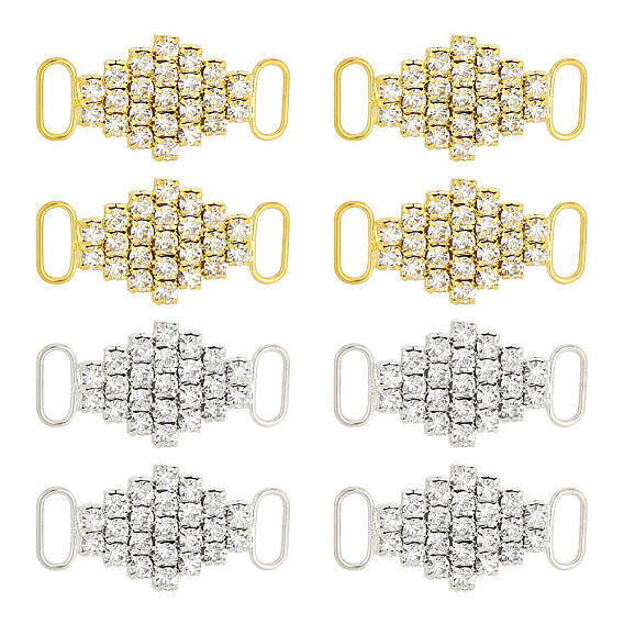 8 piezas 2 colores rombo latón diamantes de imitación conectores de bikini hebillas, para conectores de trajes de baño, ropa, , decoraciones de boda
