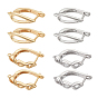 8Pcs Brass Hoop Earring Findings with Latch Back Closure, Nickel Free, with Horizontal Loop
