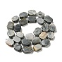 Natural Eagle Eye Stone Beads Strands, with Seed Beads, Faceted Rectangle