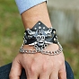 Skull PU Imitation Leather Cord Bracelets, Alloy Chain Bracelets for Men