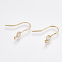 Brass Earring Hooks, with Cubic Zirconia and Vertical Loop, Nickel Free