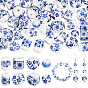 72Pcs 8 Styles Handmade Porcelain Beads, Blue and White Porcelain