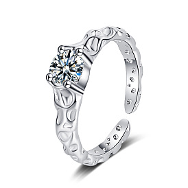Irregular Texture Ring for Women - Simple, Sweet, Warm, Zircon Opening Ring.