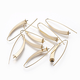 925 Sterling Silver Earring Hooks, For Half Drilled Beads, Long-Lasting Plated