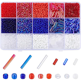 207g 15 styles perles de rocaille en verre pour la fête de l'indépendance