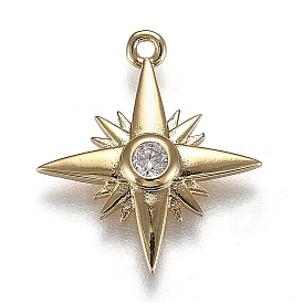 Кулоны из экологически чистой латуни с прозрачным кубическим цирконием, долговечный, звезда